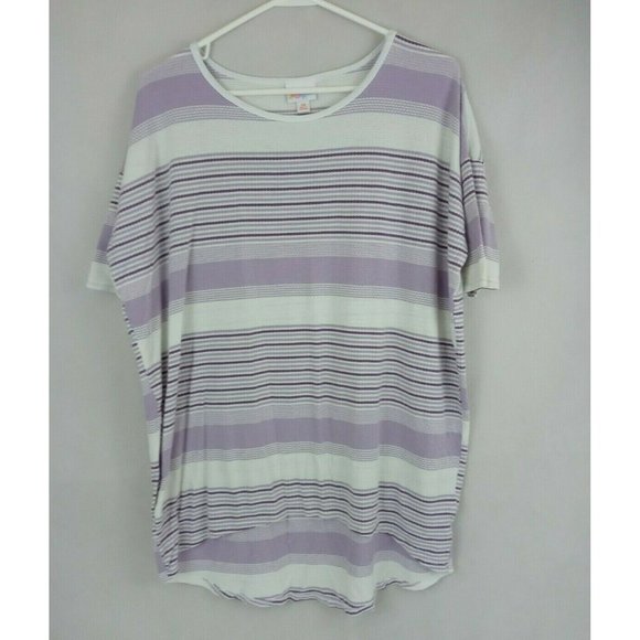 LuLaRoe Tops - LuLaRoe Irma Tunic Purple & White Striped Textures Shirt Size XS